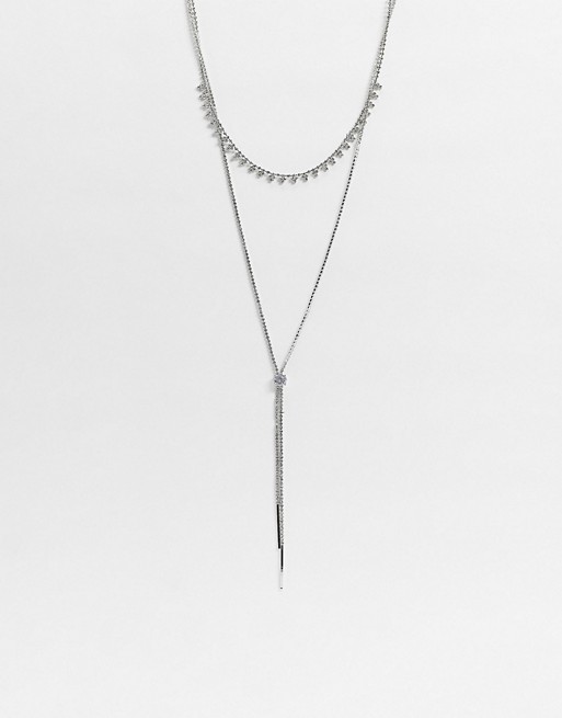 ALDO Delbeatrice knotted multirow necklace in silver