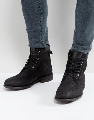mens black suede lace up boots