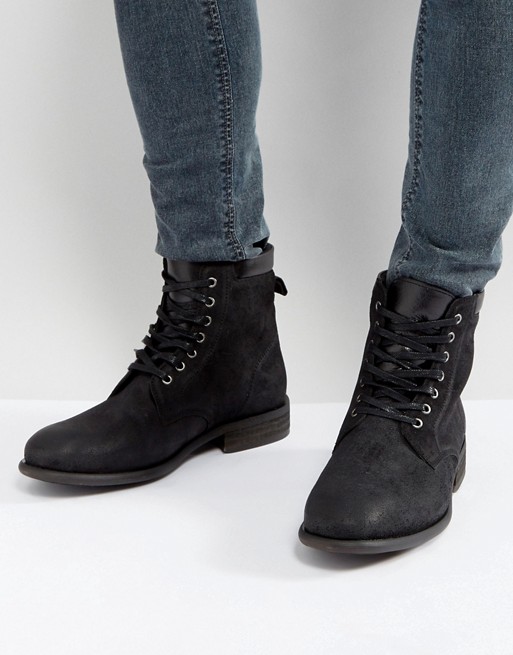 ALDO Derrian Leather Lace Up Boots In Black | ASOS