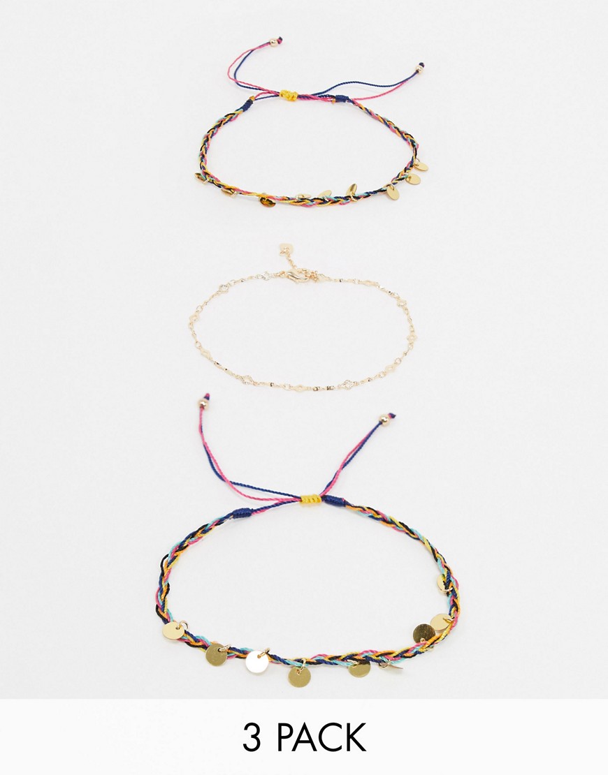 ALDO - Diellan - Set van 3 enkelbandjes in meerdere kleuren-Goud