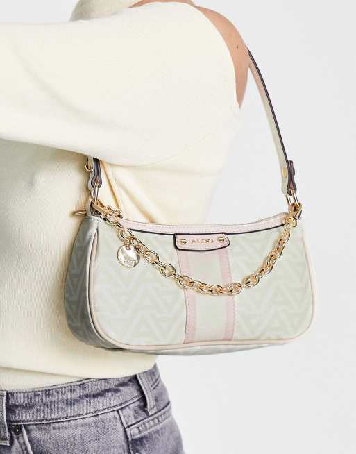 ALDO Dionne monogram print shoulder bag in off white ASOS