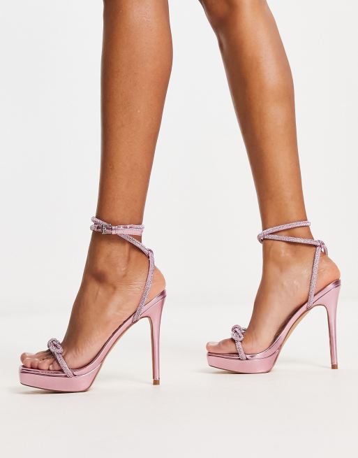 ALDO Domenica diamante high heeled sandals in pink shiny | ASOS