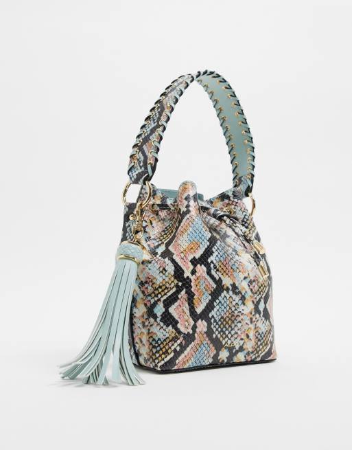 ALDO Dororyth drawstring bucket bag in snake multi