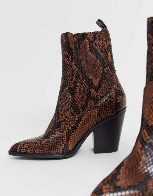 ALDO Drerissa heeled leather western in brown |