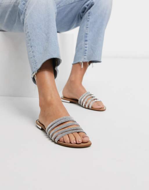 ALDO Droelian flat sandal in silver ASOS