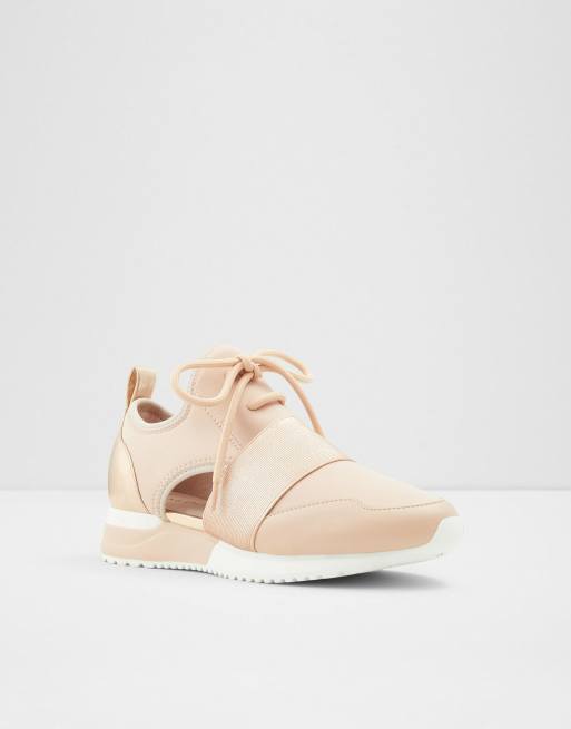 ALDO Dwiedia cut out trainers in blush 