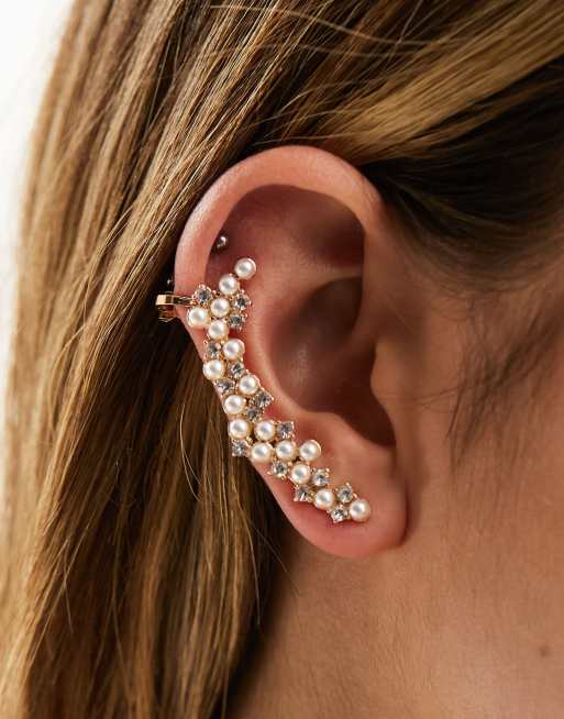 ALDO – Earcuffs in Goldoptik mit Perlen- und Glassteindetail, 2 von 4
