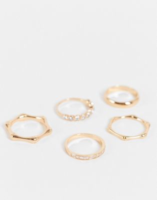 ALDO Edali pack of 5 rings in gold bamboo design