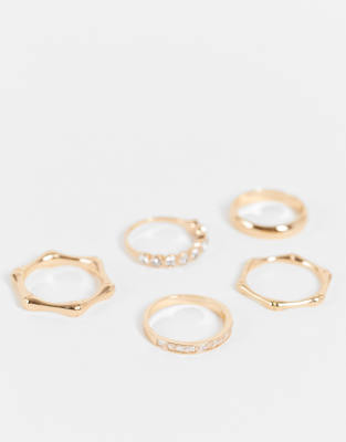 ALDO Edali pack of 5 rings in gold tone