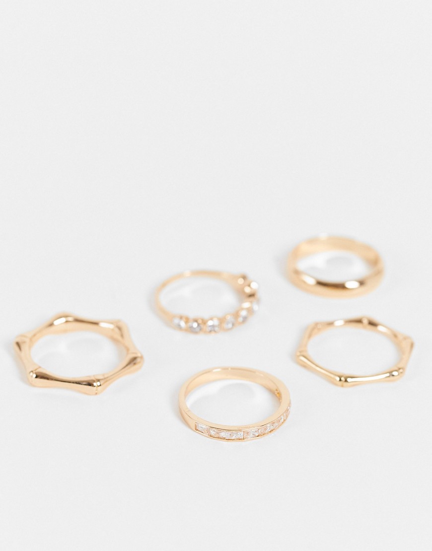 ALDO Edali pack of 5 rings in gold tone