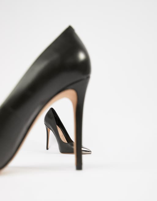 ALDO - Edania - Leren pumps met metalen neus in zwart, 3 van 4