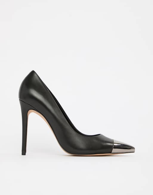 ALDO - Edania - Leren pumps met metalen neus in zwart, 4 van 4
