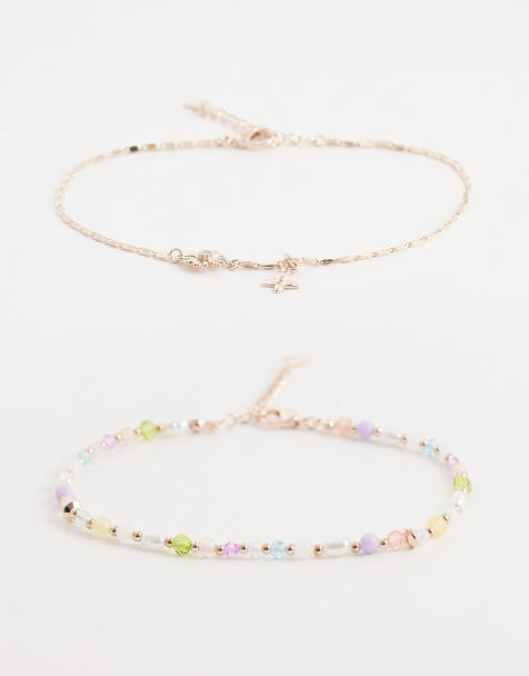 ALDO Edeissi layered charm anklet in multicolour and gold - view 1