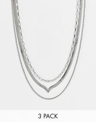 ALDO Ediagan pack of 3 necklaces in silver