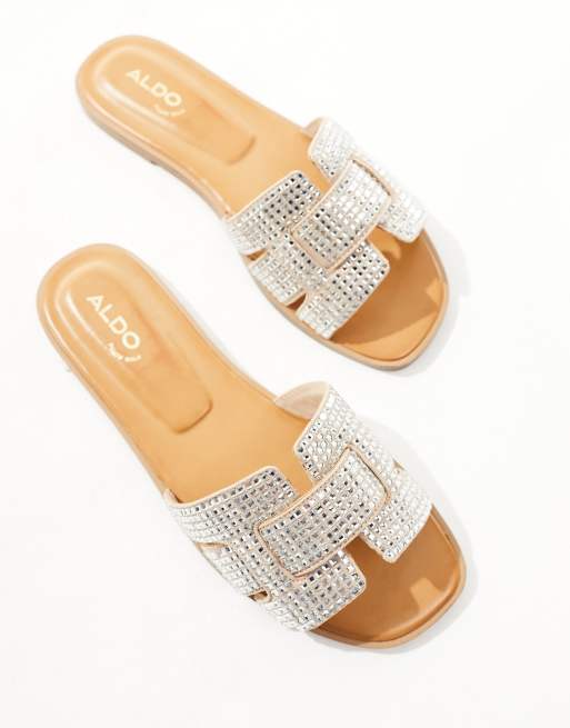 ALDO – Elanaa – Benvita platta sandaler med vaddering och utsmyckning, 4 av 4
