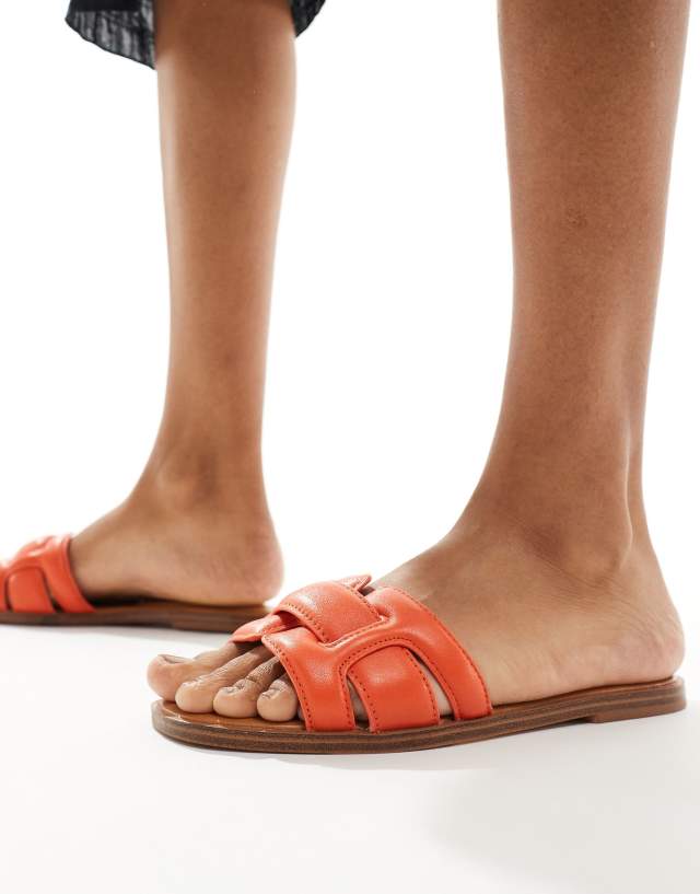 ALDO - elanaa padded flat sandals in orange leather