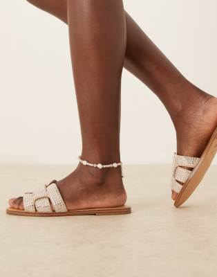 ALDO - Elenaa - Flache Sandalen in Knochenweiß-Neutral