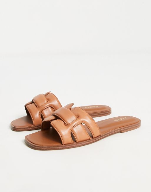 Flat padded leather discount sandals