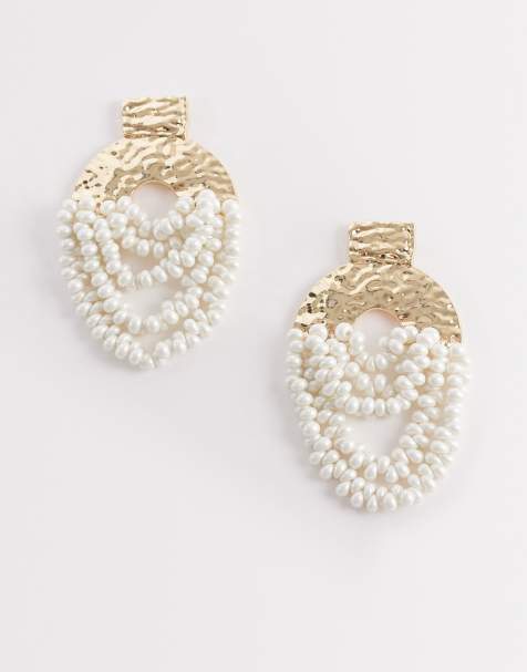 ALDO elenie faux pearl chandelier earrings in gold - view 1