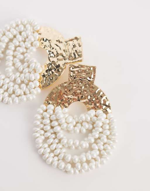 ALDO elenie faux pearl chandelier earrings in gold, 3 of 4