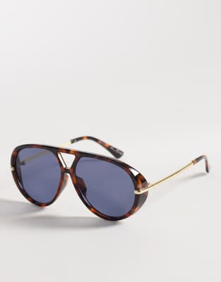 Aldo Eliiana Oval Aviator Sunglasses With Tinted Lenses In Brown