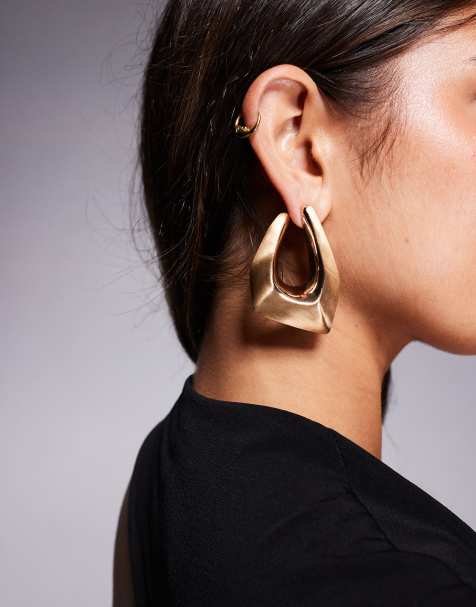 ALDO ellabella geometric statement stud hoop earrings in brushed gold - view 1