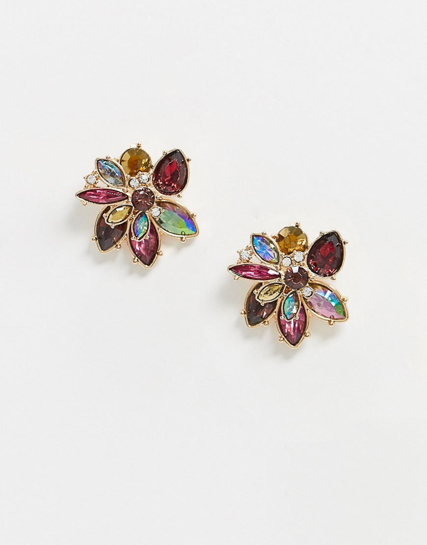 Aldo embellished flower earrings-Gold