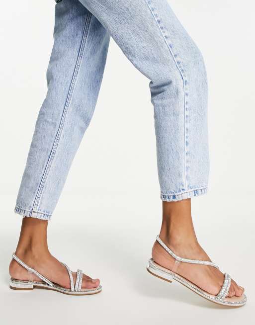 Aldo embellished multi strap sandals in silver ASOS