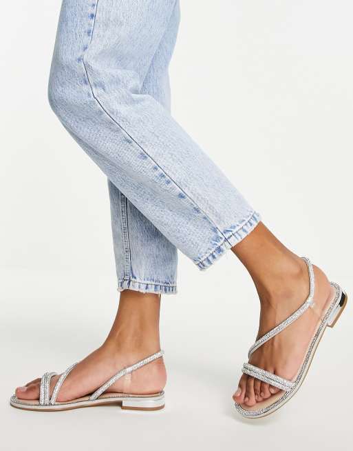 Aldo embellished multi strap sandals in silver ASOS