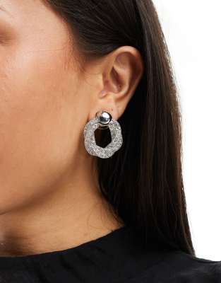 ALDO embellished statement twisted loop earrings in silver