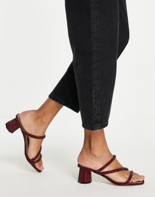 Aldo embellished strappy heeled sandals in bordeaux