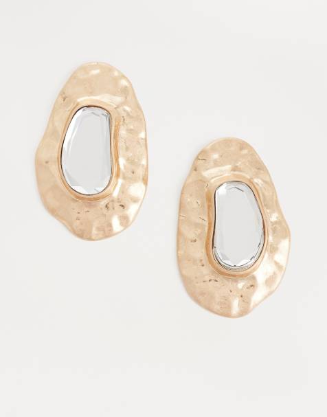 ALDO emirra molten statement earring with crystal in gold - view 1