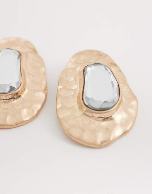 ALDO emirra molten statement earring with crystal in gold, 3 of 4