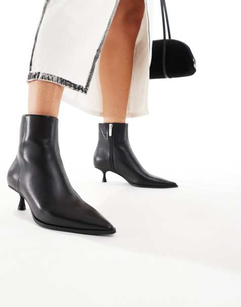 ALDO Emmalie kitten heel ankle boots in black leather - view 1