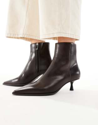 Aldo Emmalie Kitten Heel Ankle Boots In Brown