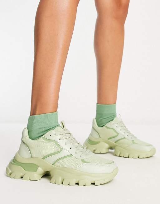 ALDO Enzia chunky runner sneakers in light green ASOS