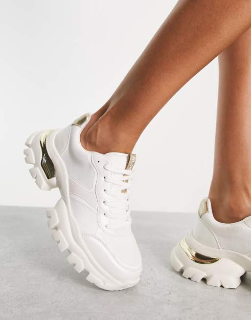 Womens white sneakers cheap with gold trim