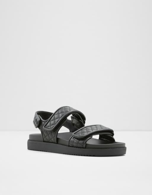 ALDO – Eowilwia – Gesteppte Grandad-Sandalen mit dicker Sohle in Schwarz 