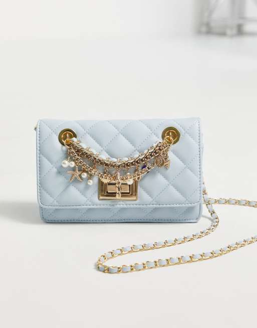 ALDO Erudia cross body bag with eye charm chain in powder blue