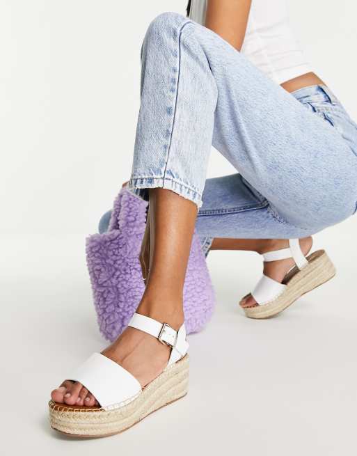 Aldo - Espadrille-sandalen met plateauzool in wit