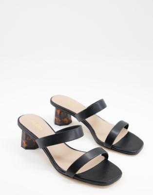 Aldo etealia square toe block heeled sandals in black  - ASOS Price Checker