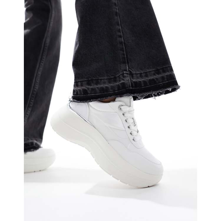 ALDO Etiene Sneaker in WeiB und Silber mit sehr dicker Sohle ASOS