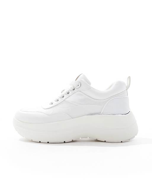 ALDO – Etiene – Vita och silverfärgade träningsskor i supergrov design, 2 av 5