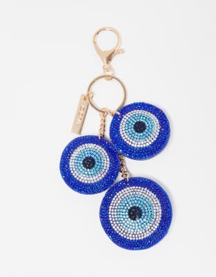 eye bag charm in blue and gold