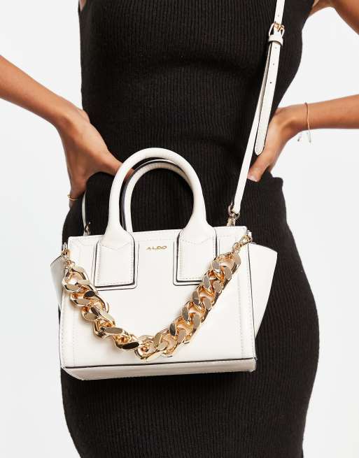 ALDO Faby bag with gold chain in bone