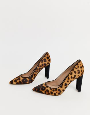 leopard block heel pumps