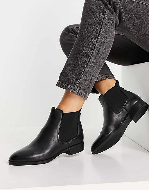 ALDO Figiria leather flat ankle boots in black