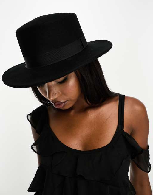 ALDO Fira flat top fedora hat in black, 2 of 4