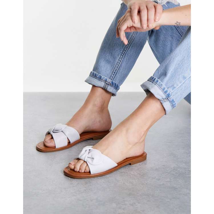 Aldo flat sandals with bow in white ASOS