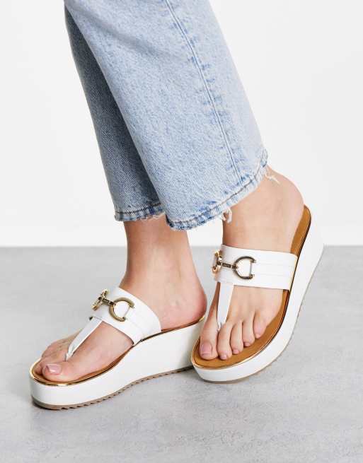 Aldo flatform t strap sandals in white ASOS